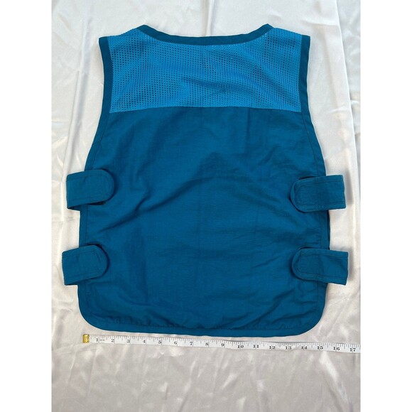 Tora Co Ltd Blue Vest Zipper Kangaroo Pouch Side Kook and Loop Closure Japan - Picture 5 of 12